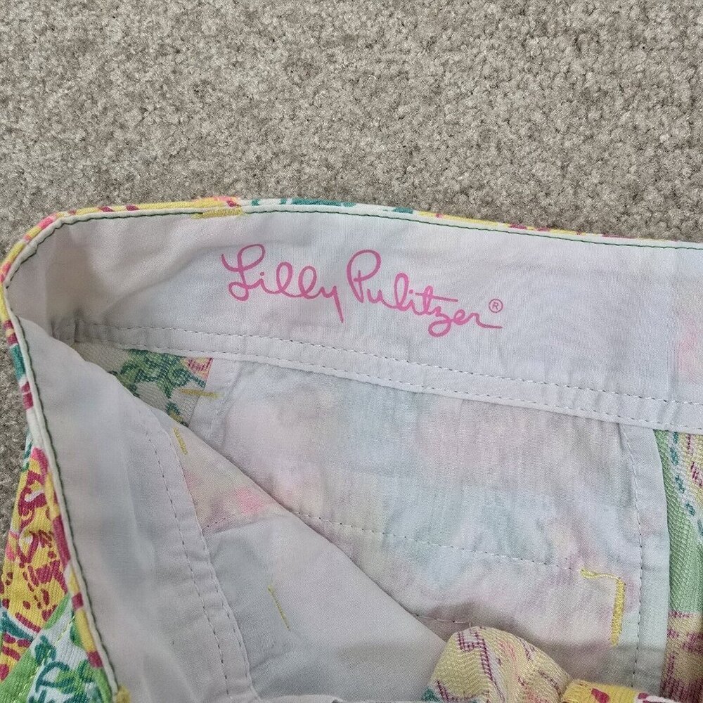 NWOT Lilly Pulitzer Walsh Shorts Pop Goes The Lemur Yellow Aqua Paisley Size 00 - Picture 4 of 8